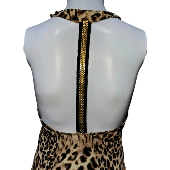 ASTR THE LABLE Leopard Print Sheer Sleeveless T-Back Gold Hardware Extra Small - Picture 5 of 6